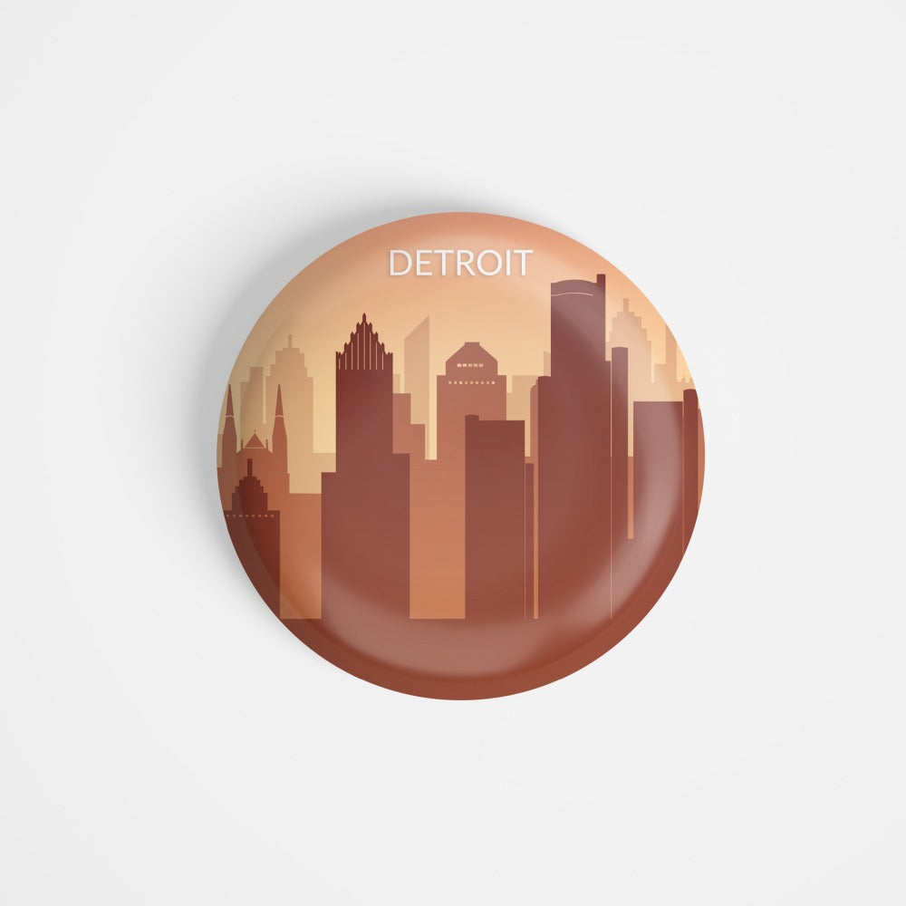 dhcrafts Round Fridge Magnet Multicolour U.S.A Detroit Glossy Finish Design Pack of 1 (58 mm)